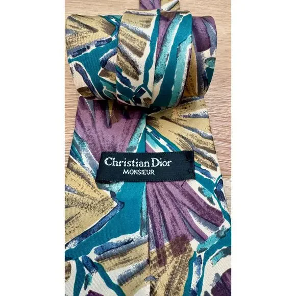 Christian Dior Abstract Print Silk Necktie - Picture 3 of 10